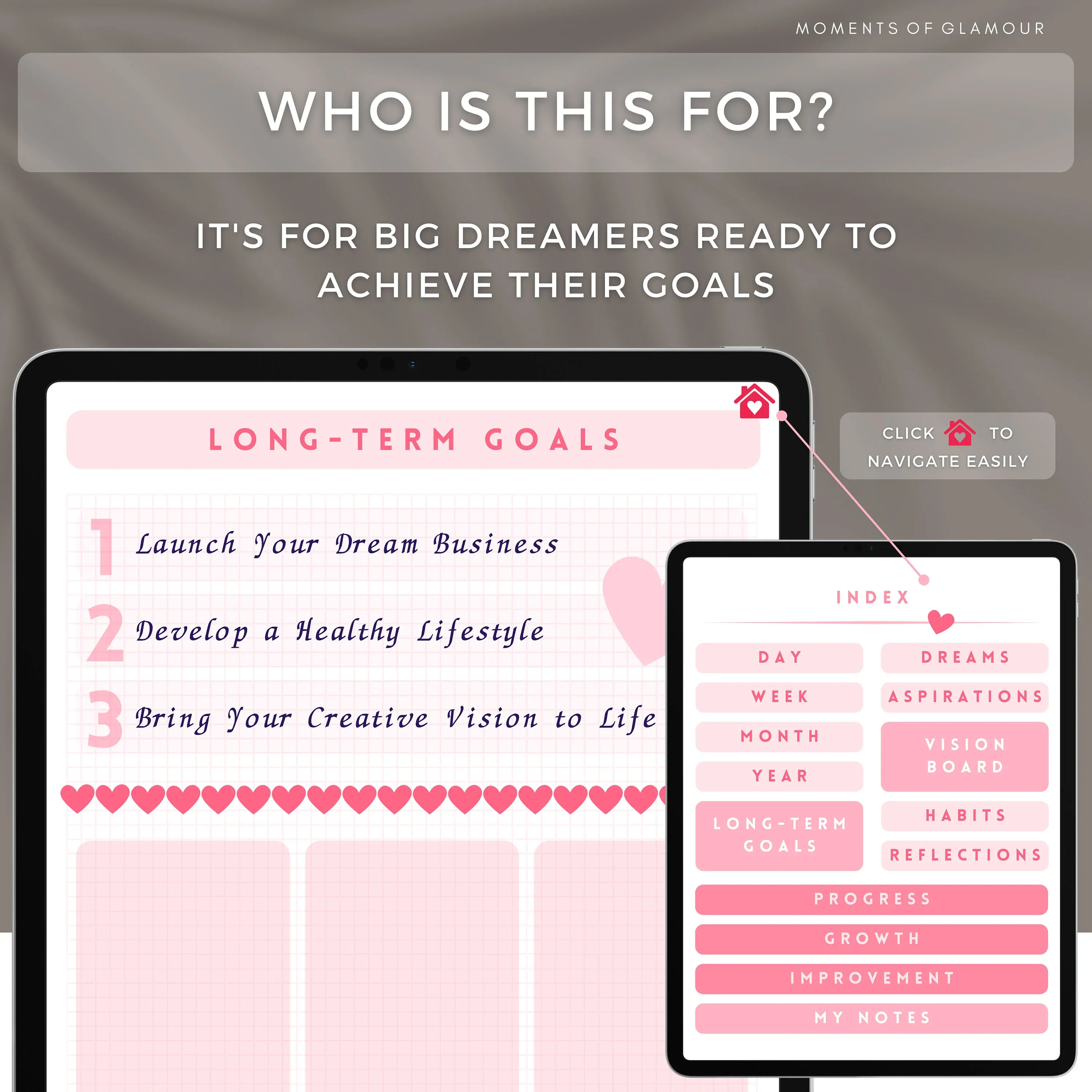 Manifestation Dream Life Journal: Digital Planner Template Bundle for Goal Setting & Daily Mindfulness – Instant Download