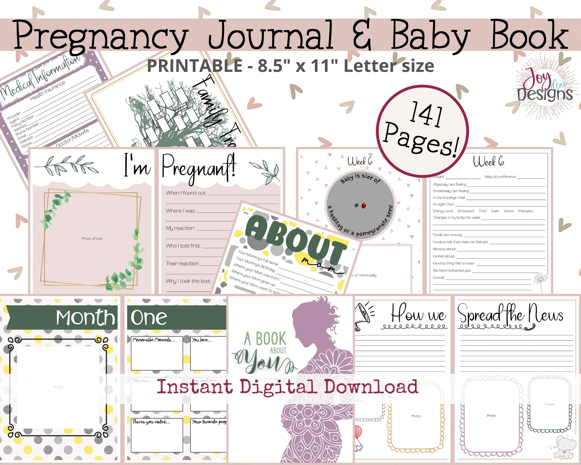 Ultimate Pregnancy Journal Digital Template Bundle – Track Milestones, Memories & Wellness – Instant Download