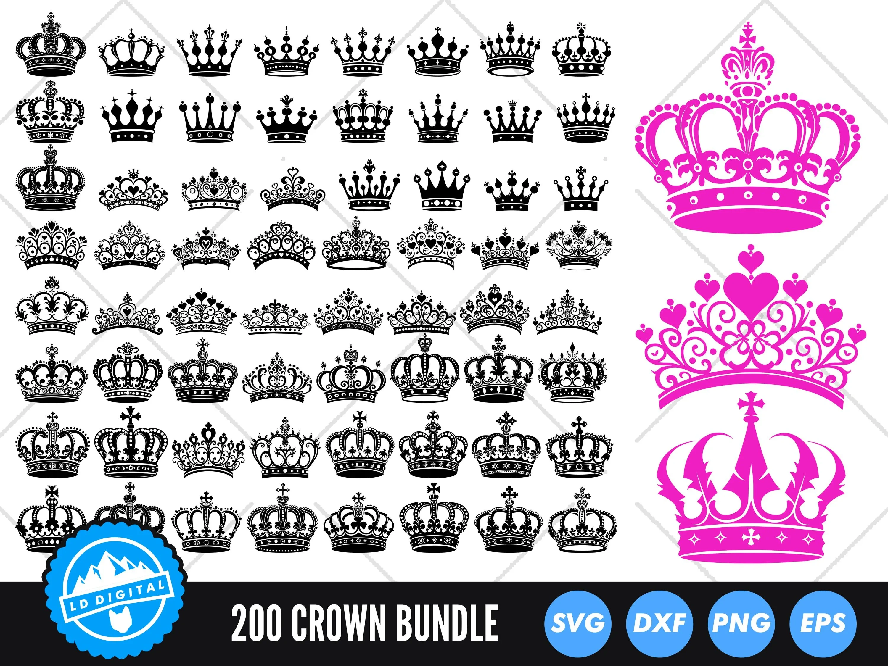 Royal Crown SVG Bundle: Premium Digital Asset Collection for Luxury Branding & Crafting Projects – Instant Download