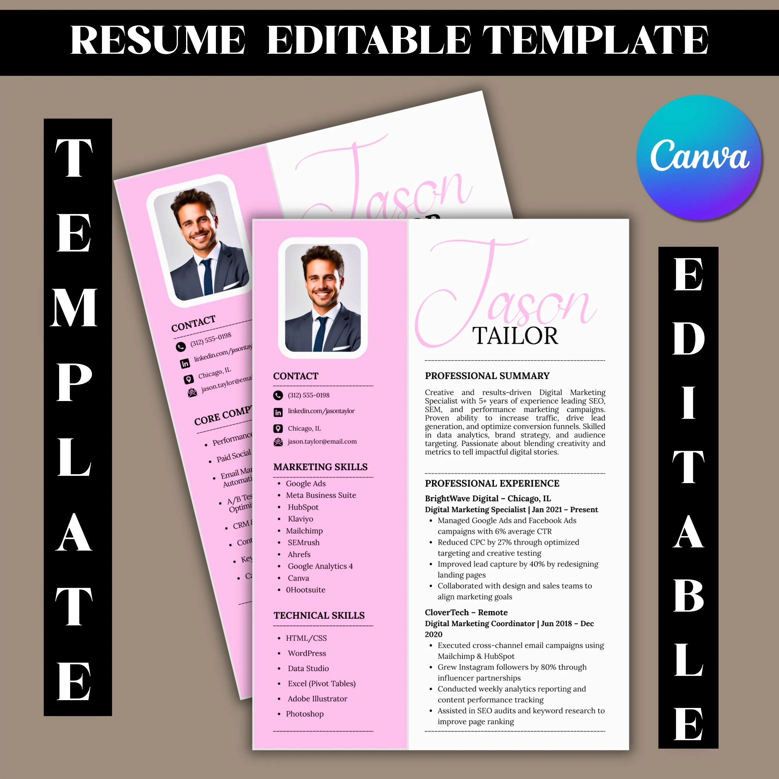 Professional CV Resume Template Vol. 19 – Modern Editable Bundle for Job Seekers (Instant Digital Download)