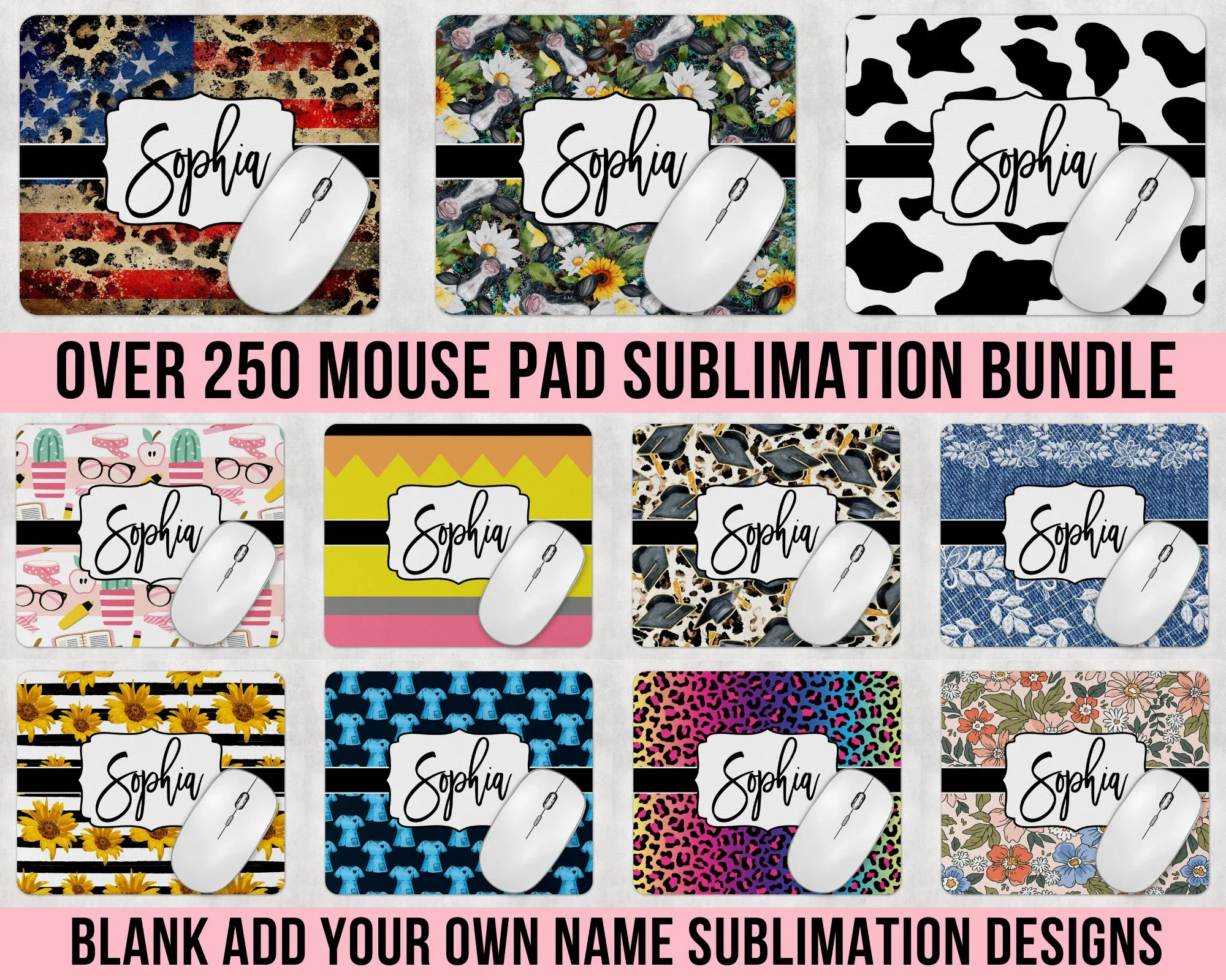 Christmas Mouse Pad Sublimation Design Bundle – Festive Holiday Desk Decor Digital Download – High-Res Print-Ready Template