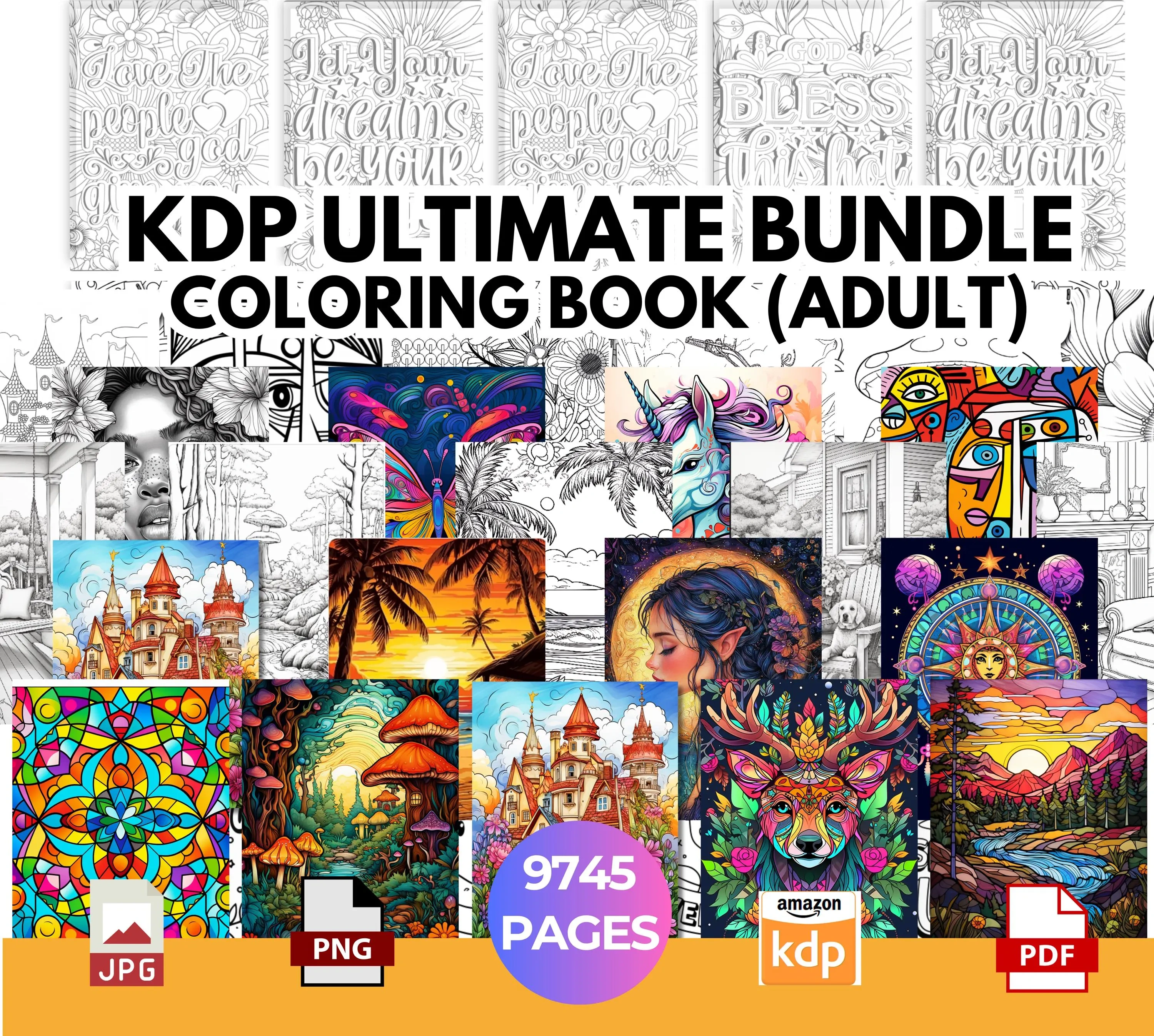 Ultimate Coloring Book Template Bundle | High-Res KDP Interior Pages | Ready-to-Publish Digital Download for Kids & Adults