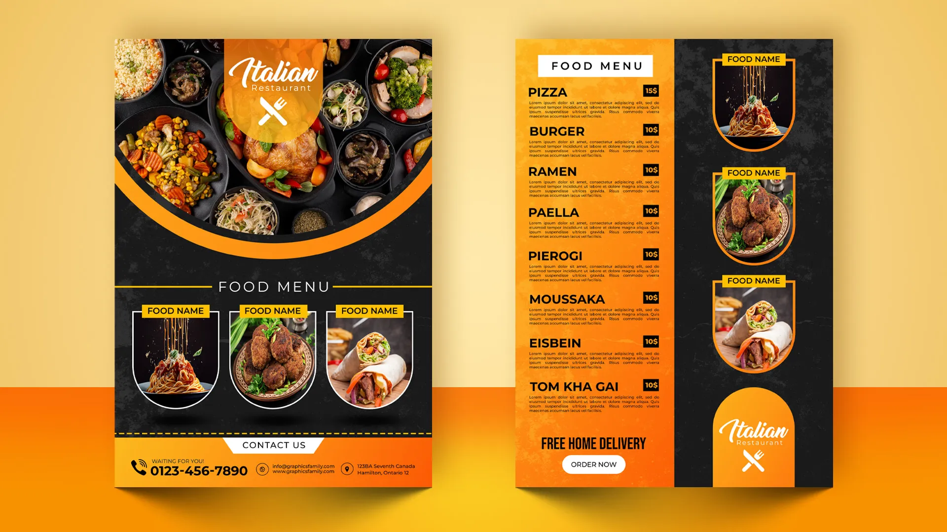 Editable A4 Food Menu Template Bundle – Professional Restaurant & Cafe Design – Easy-to-Edit Digital Download