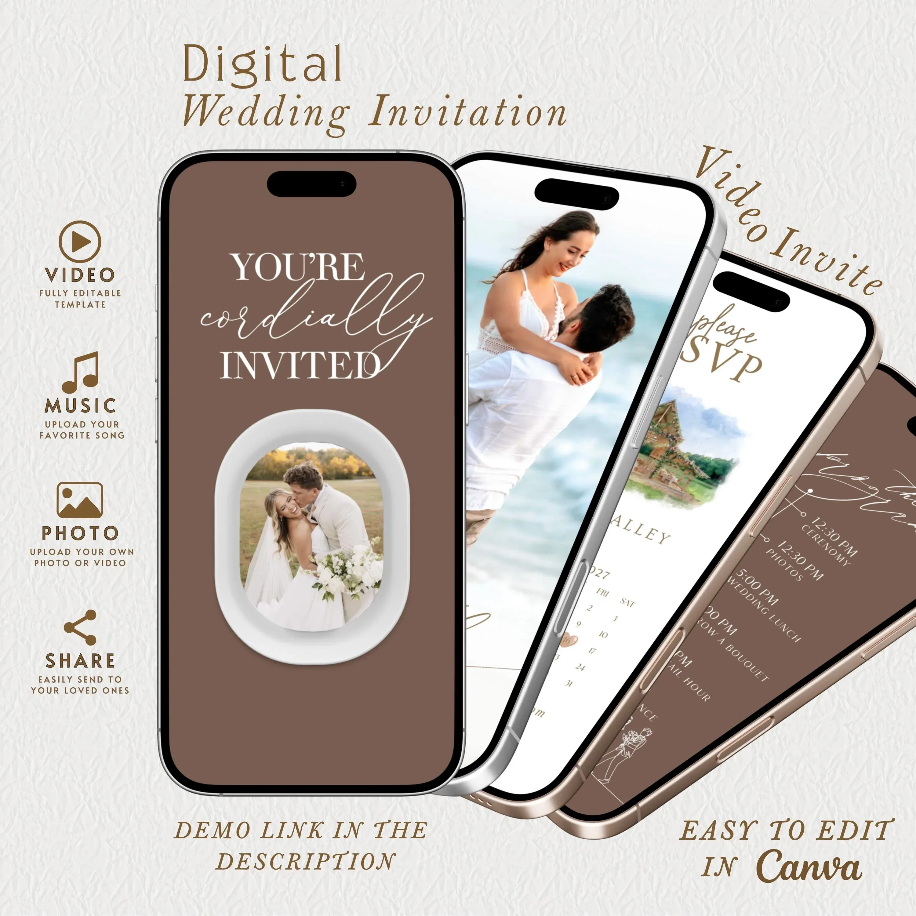 Animated Photoshop Interactive Invitation Template Bundle – Editable Digital Download for Weddings, Birthdays & Events
