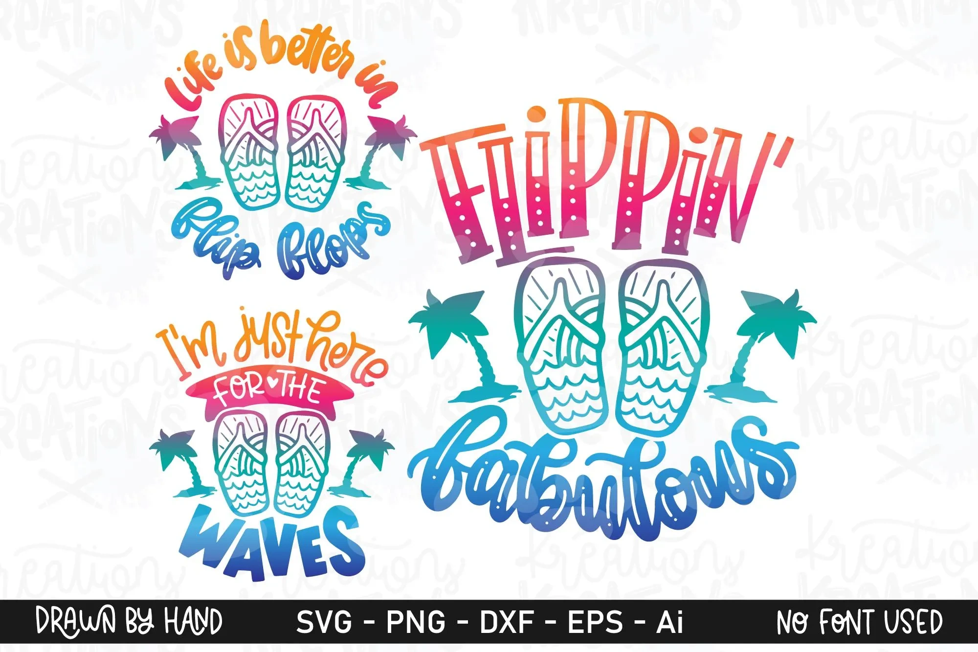 Printed Flip Flops Design Bundle: Trendy Summer Sublimation Templates & SVG Graphics – Instant Digital Download