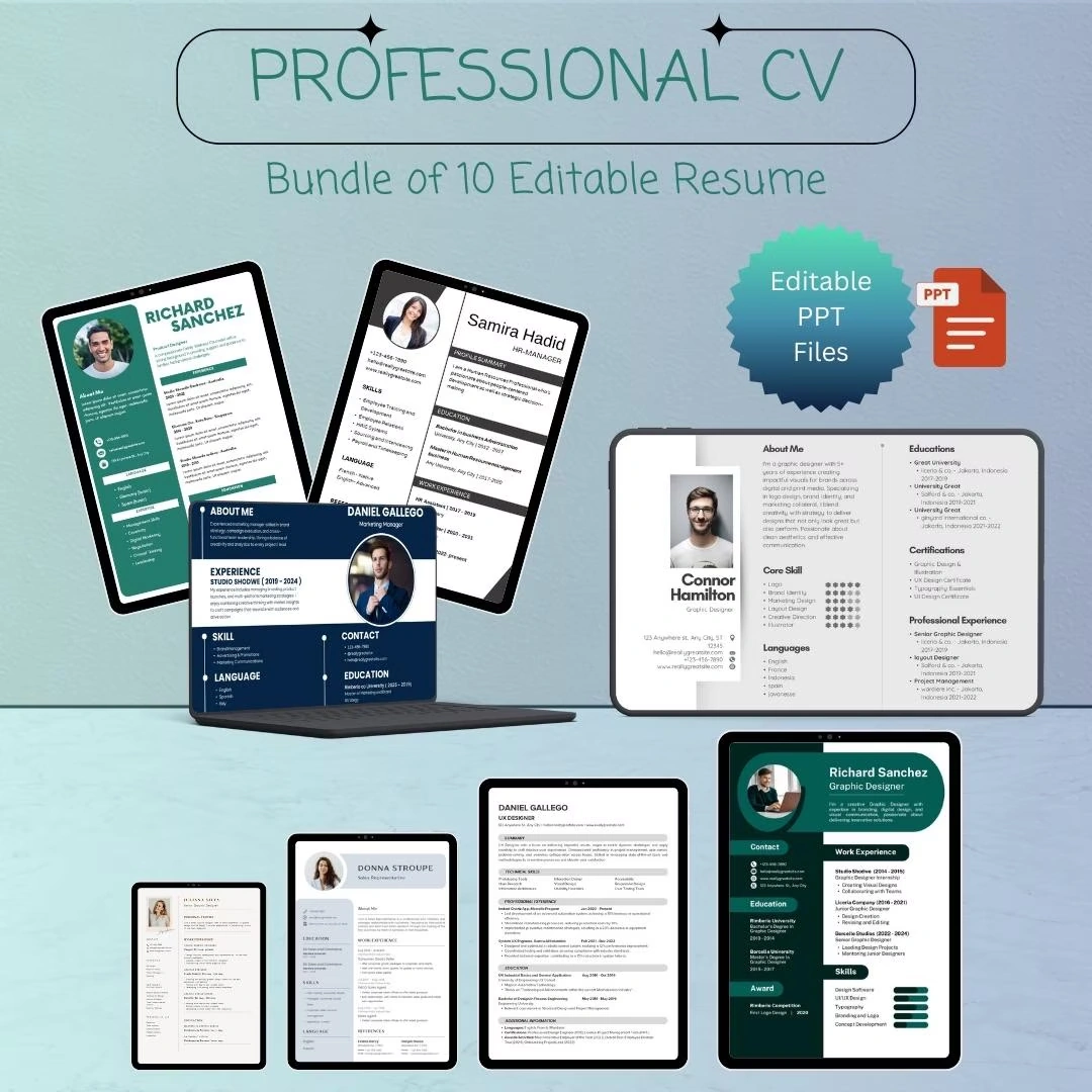 Professional CV Resume Template Vol.1 – Modern Minimalist Job-Winning Bundle (Editable Digital Download)