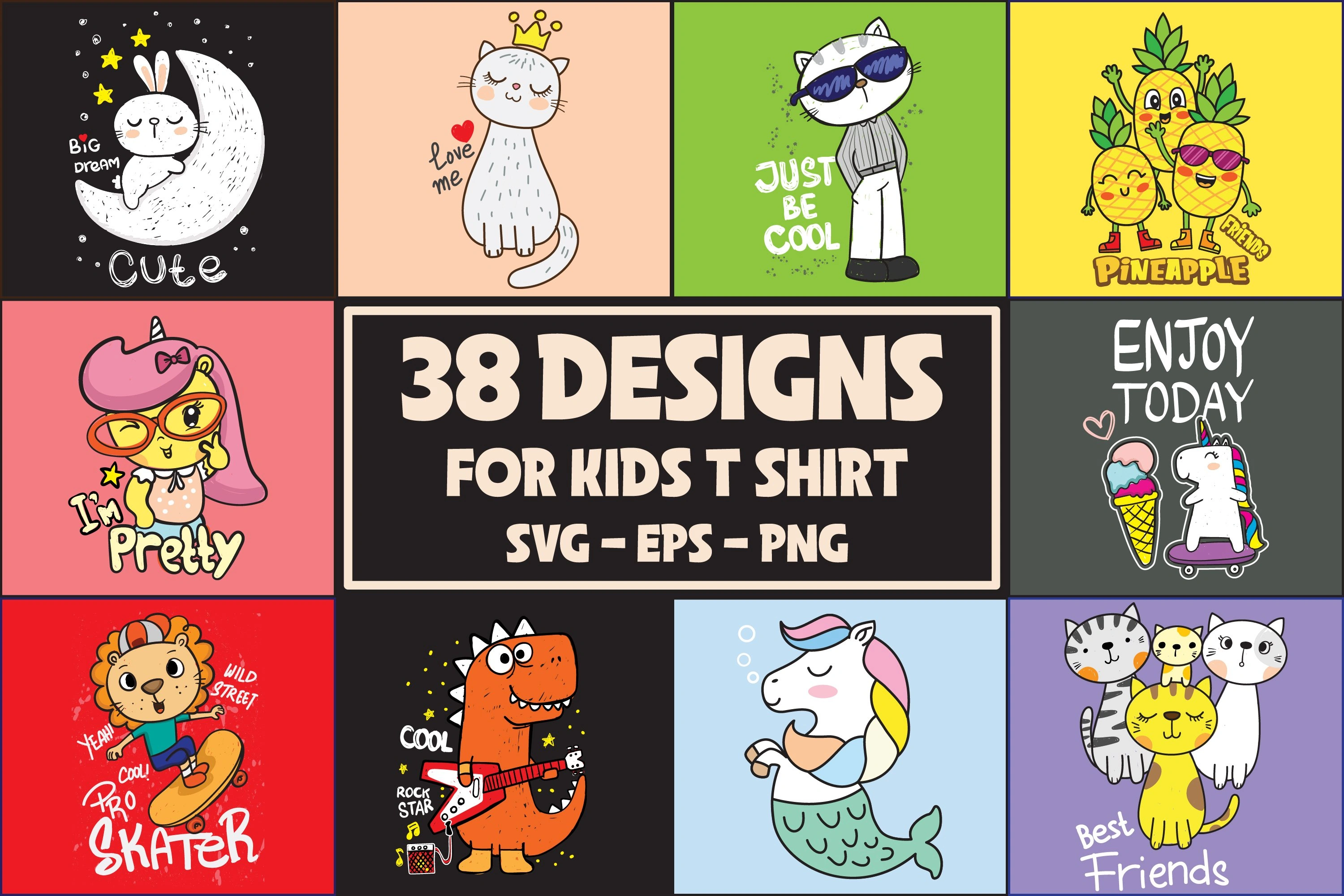 Ultimate Kids Cartoon T-Shirt Design Bundle: 100+ High-Quality SVG & PNG Digital Downloads for Print-on-Demand & DIY Apparel Projects