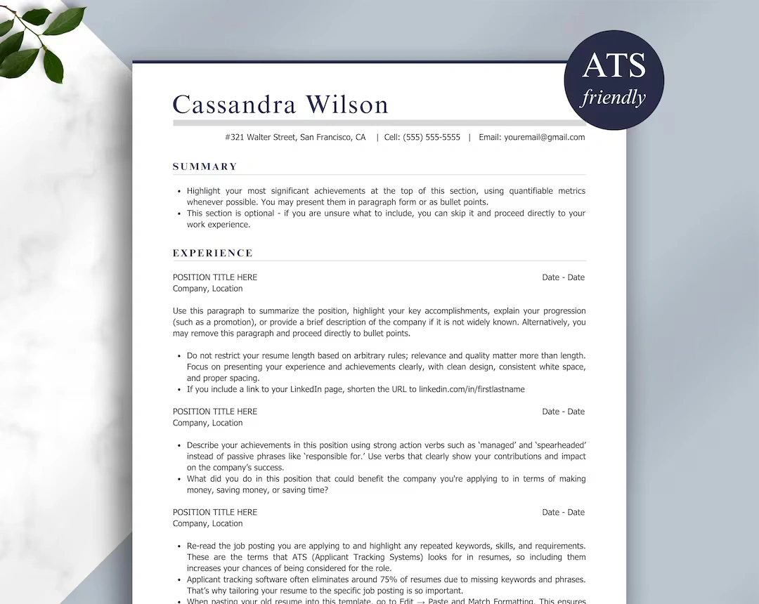 Professional CV Resume Template Vol. 41: Modern, ATS-Friendly Editable Digital Download Bundle for Career Success