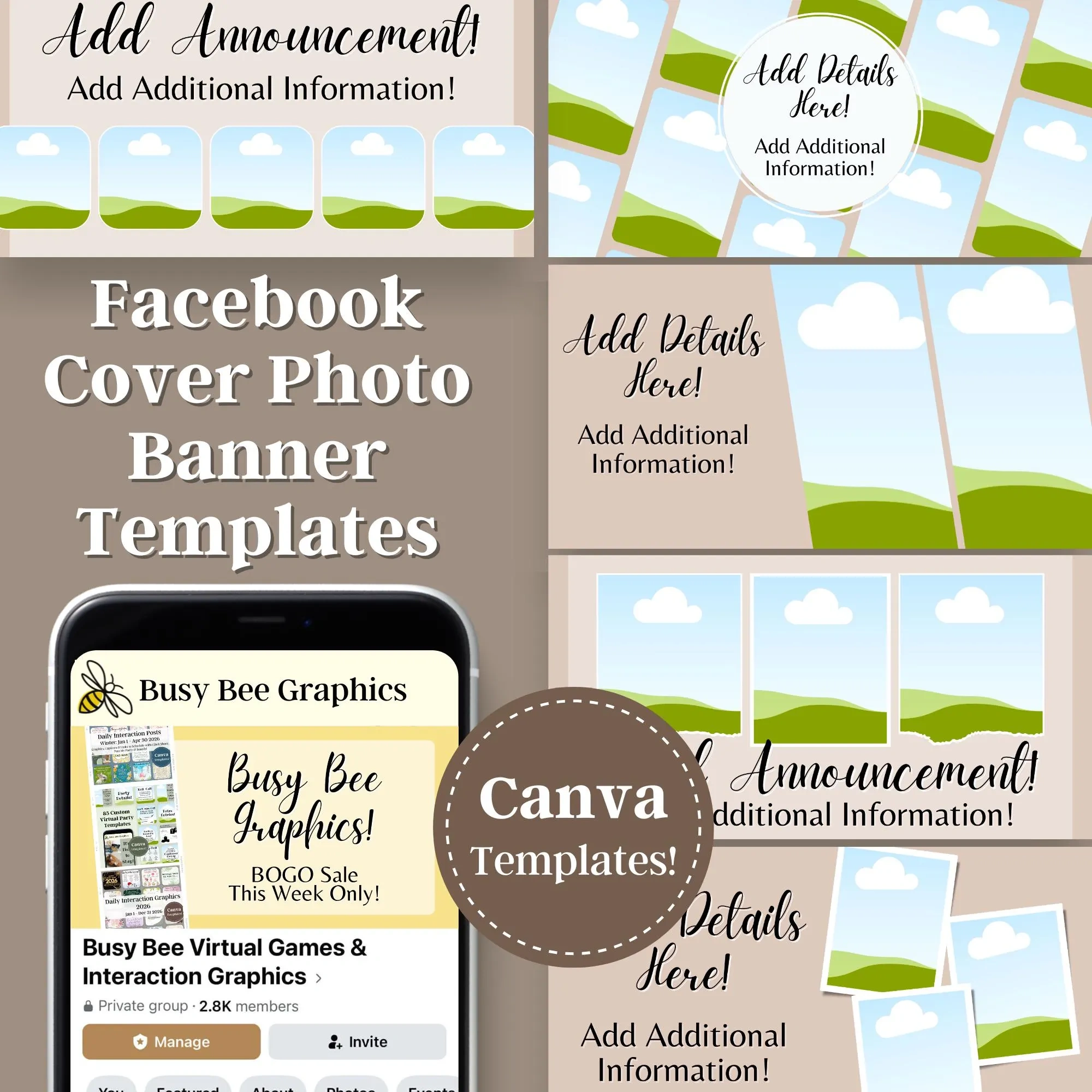 The Ultimate Facebook Cover Bundle: 50+ Editable Canva Templates for Professional Branding – Instant Digital Download