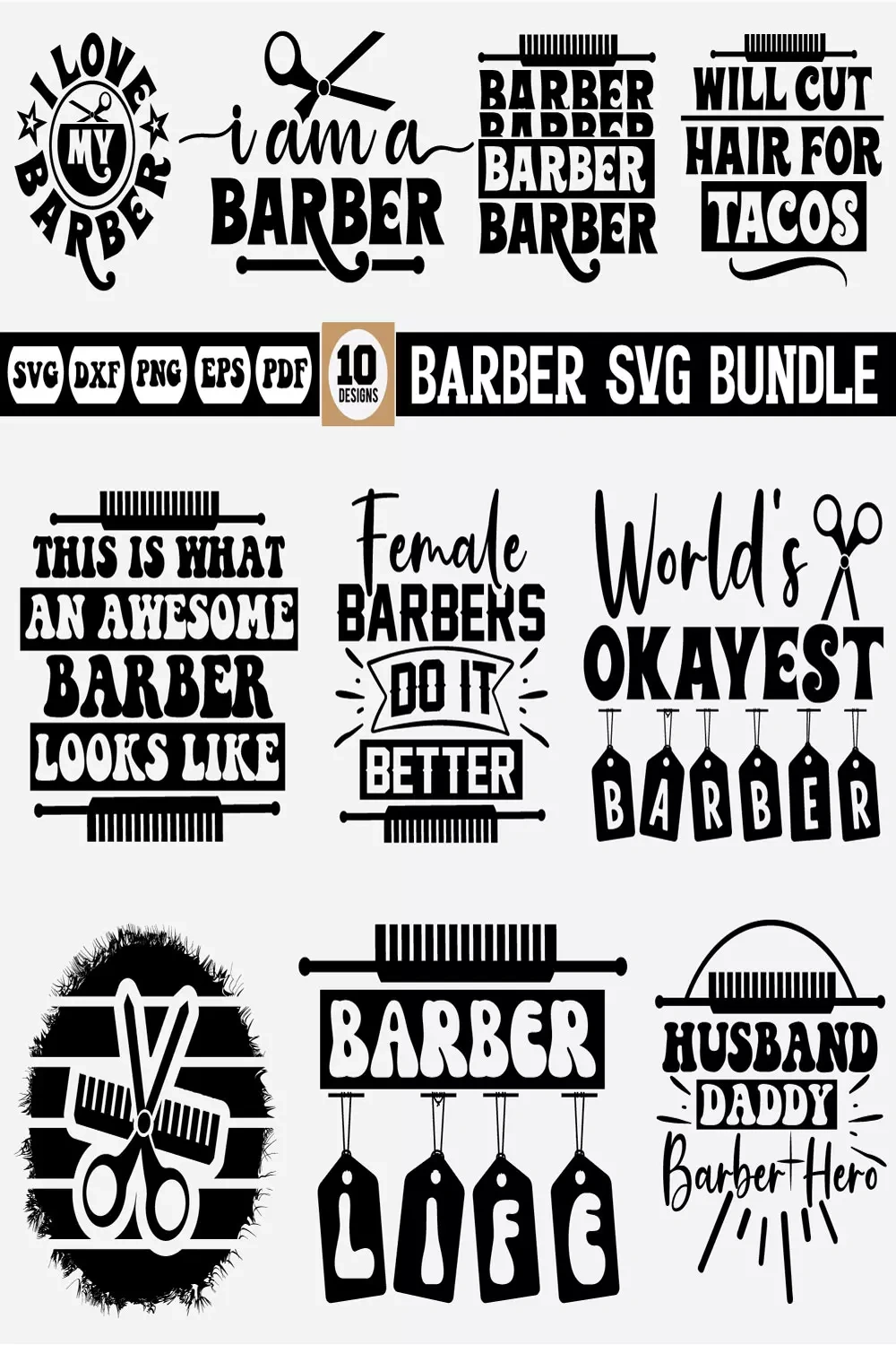 Ultimate Barber Shop Branding Bundle: Professional Logos, SVGs & Marketing Templates (Digital Download)
