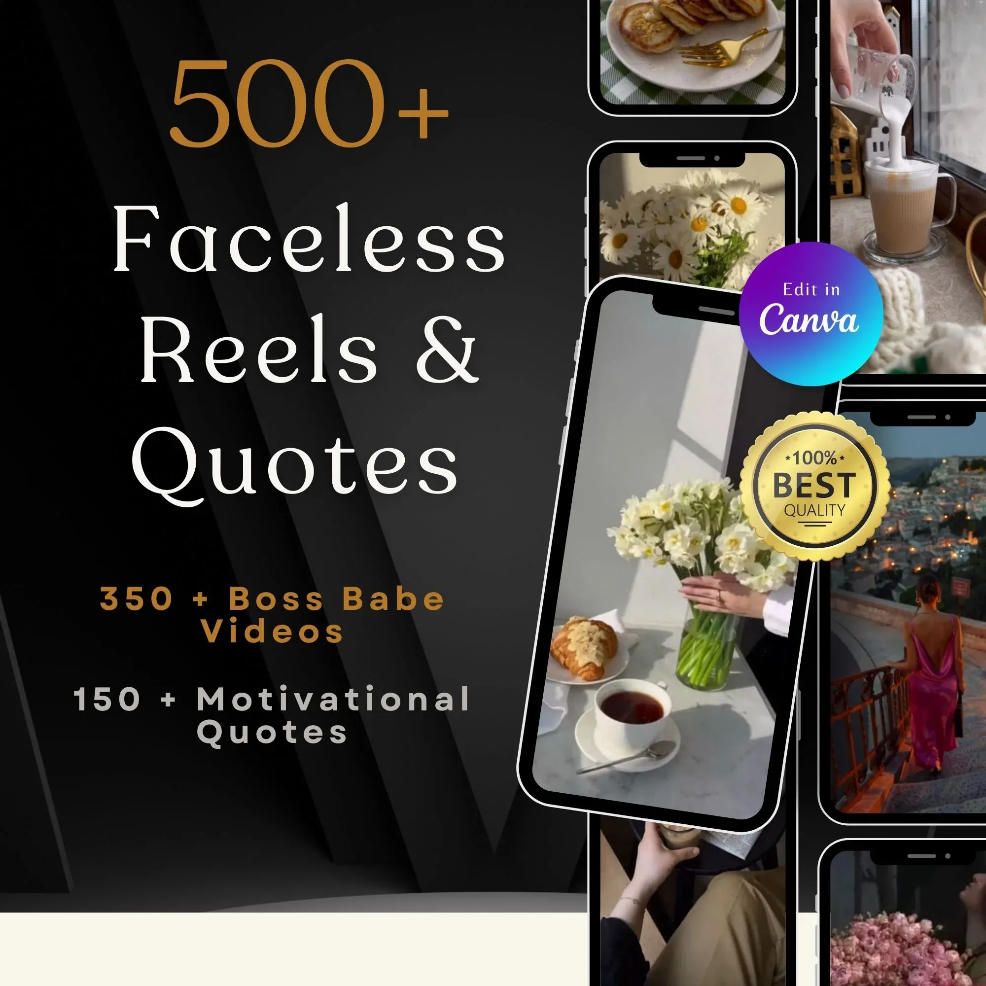 AI Motivational Reels Bundle: 500+ Viral Faceless Video Templates | Done-For-You Instagram & TikTok Content Pack (Digital Download)