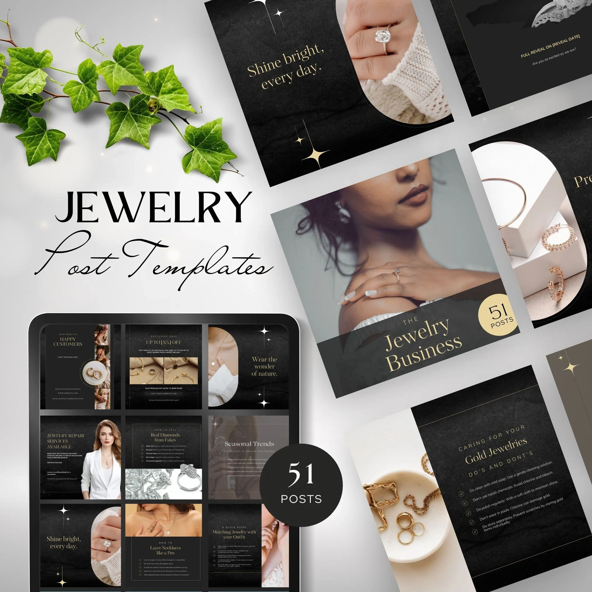 Ultimate Jewelry Branding Bundle: Professional Logos, Social Media Templates & Digital Assets – Instant Download