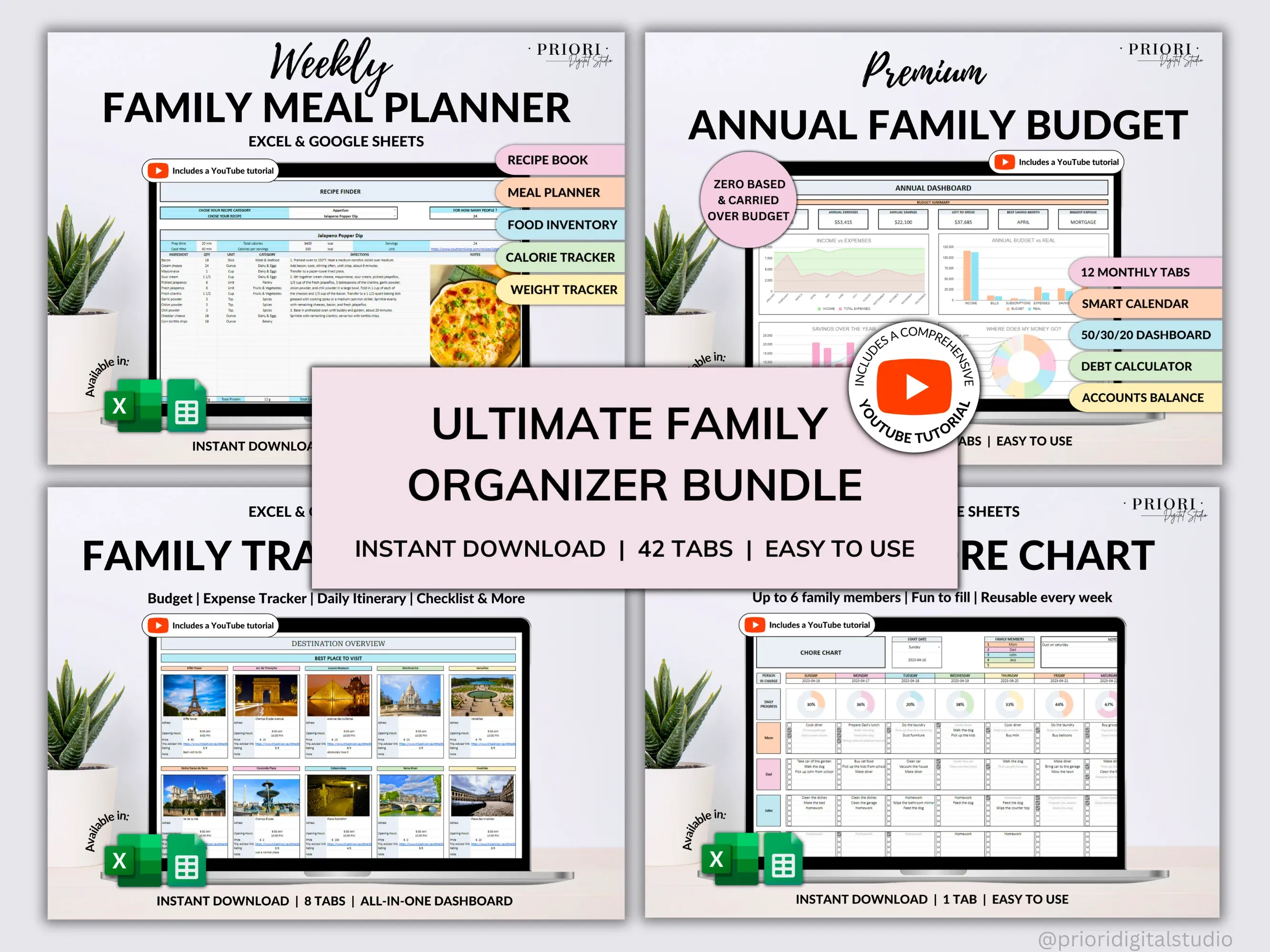 2023 Monthly Family Calendar Template | Editable Digital Download Planner Bundle for Organized Home & Schedule Management