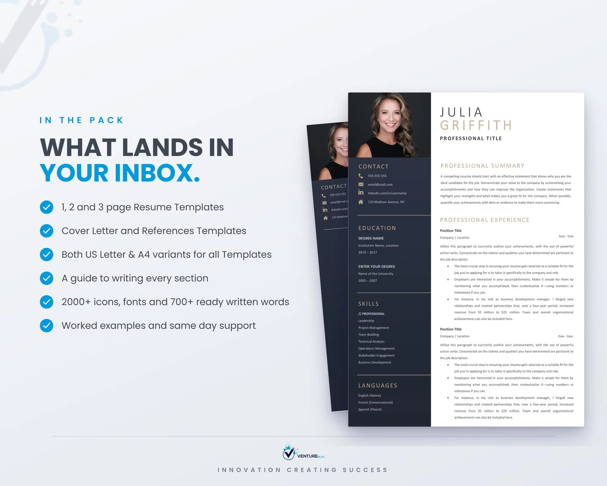 Professional CV Resume Template Vol.6 – Modern Editable Resume Bundle for Job Seekers – Instant Digital Download