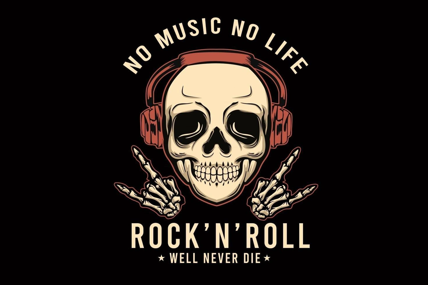 Skull and Music T-Shirt Design Bundle: Edgy Rock & Roll Graphic Vector for Print-on-Demand – Instant Digital Download