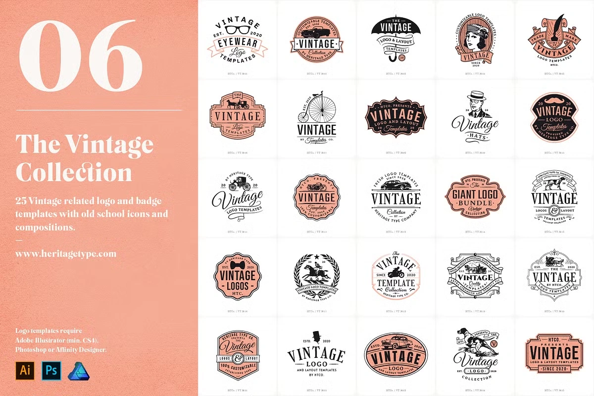 The Ultimate Vintage & Retro Design Bundle: 500+ Premium Assets & Templates (Instant Digital Download)