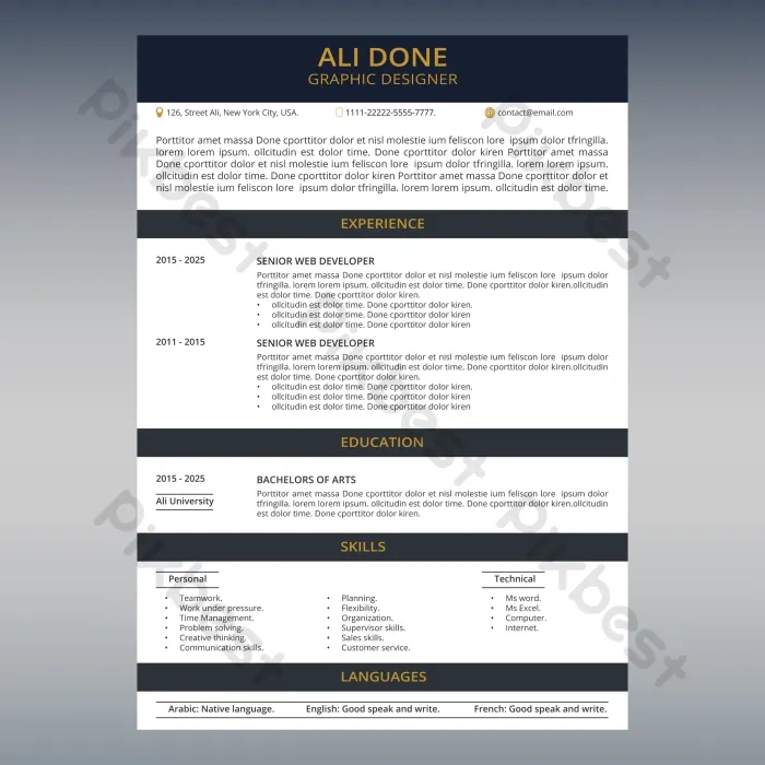 Professional CV Resume Template Vol. 37 – Modern ATS-Friendly Resume Bundle | Editable Digital Download for Job Seekers