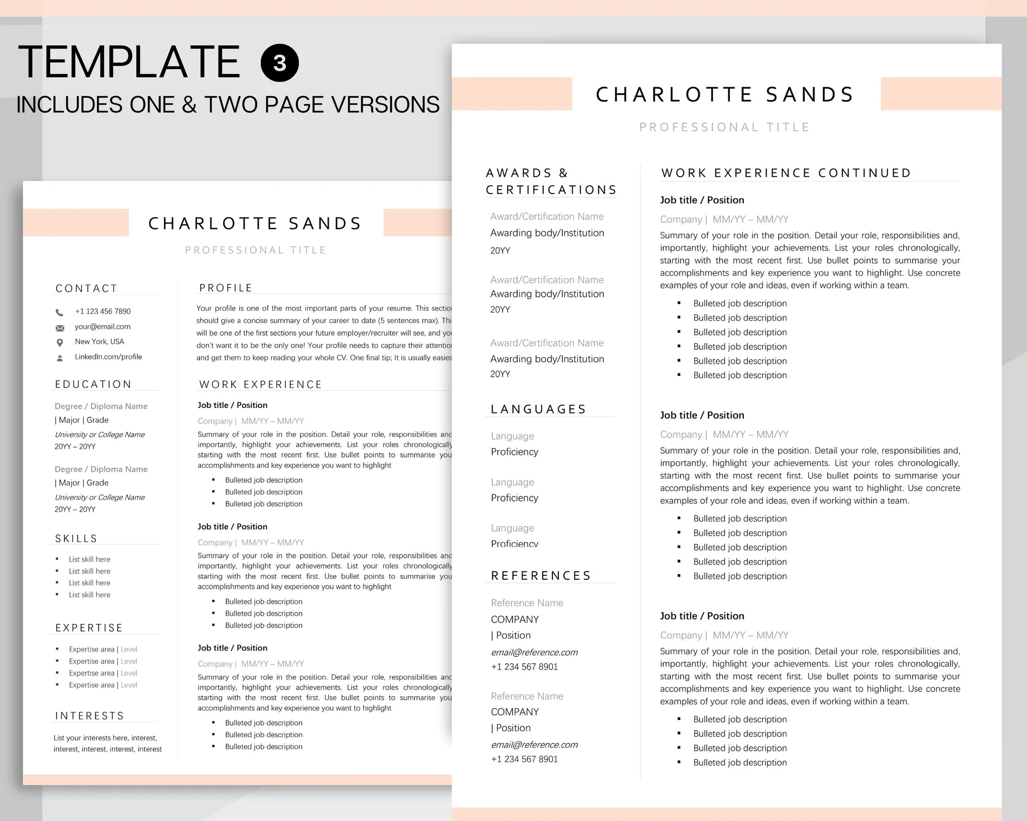 Professional CV Resume Template Vol. 2 – Modern Editable Bundle for Job Seekers (Digital Download)