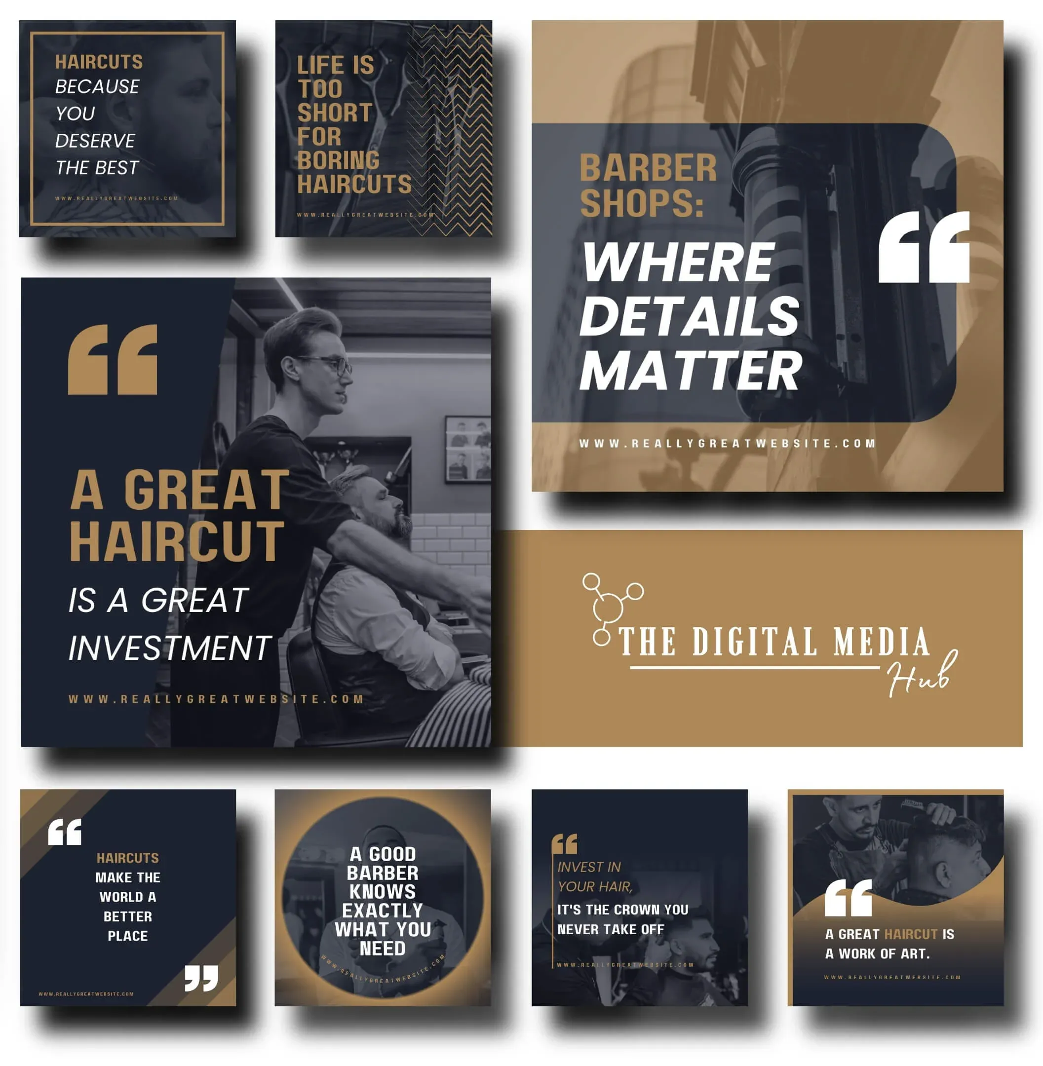 Barber Shop Branding Bundle: Premium Logo Templates, Social Media Graphics & Marketing Assets – Instant Digital Download