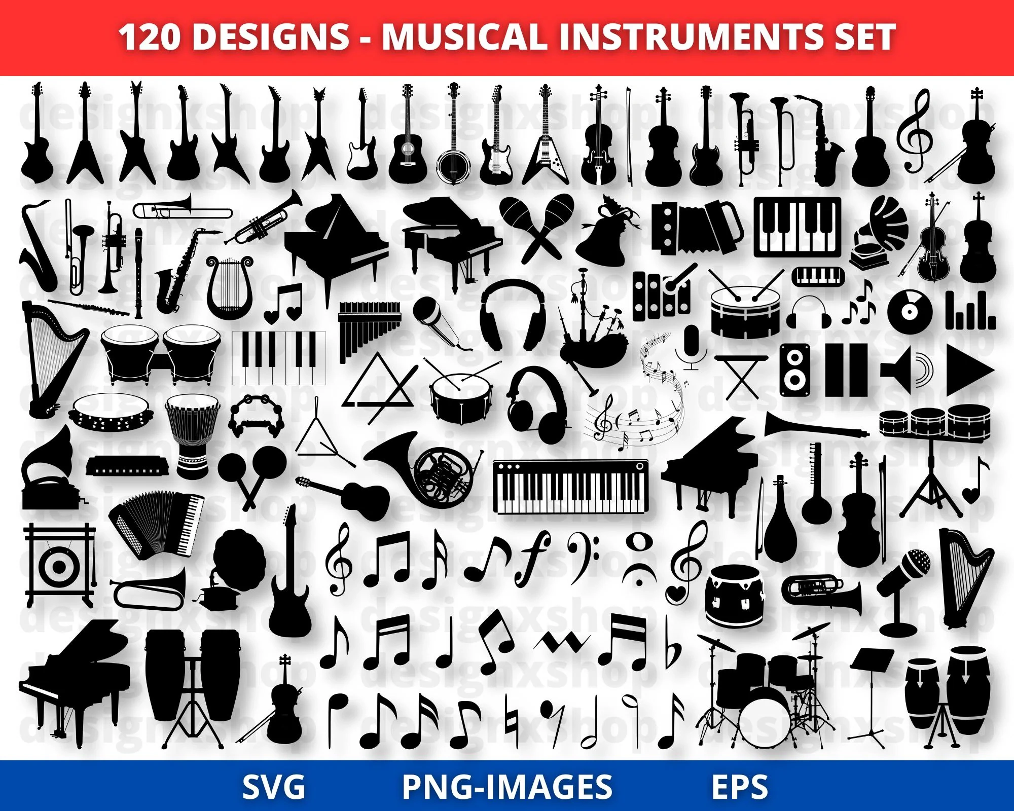 Ultimate Music Vector Bundle: 500+ Premium Musical Icons, Instruments & Notes – Instant Digital Download Template Pack