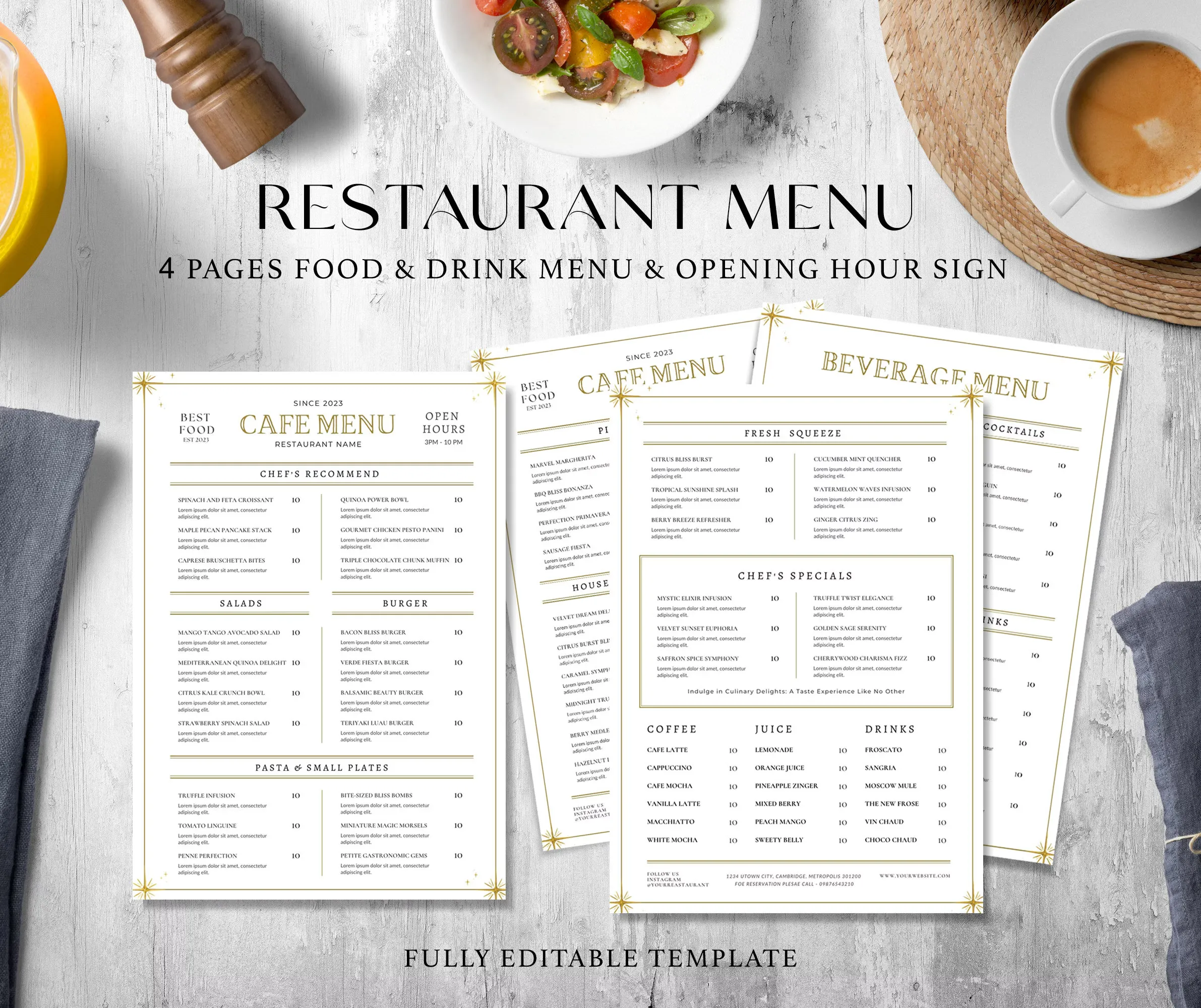 Elegant Menu Template Bundle | Fully Editable Restaurant & Event Menu | Instant Digital Download