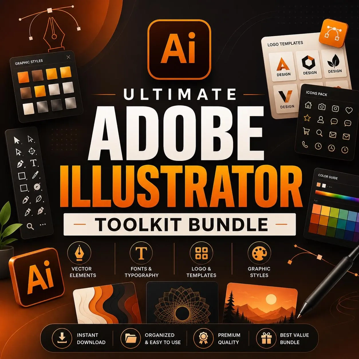 The Ultimate Creative Toolkit: 500+ Premium Digital Assets, Templates & Graphics Bundle – Instant Download
