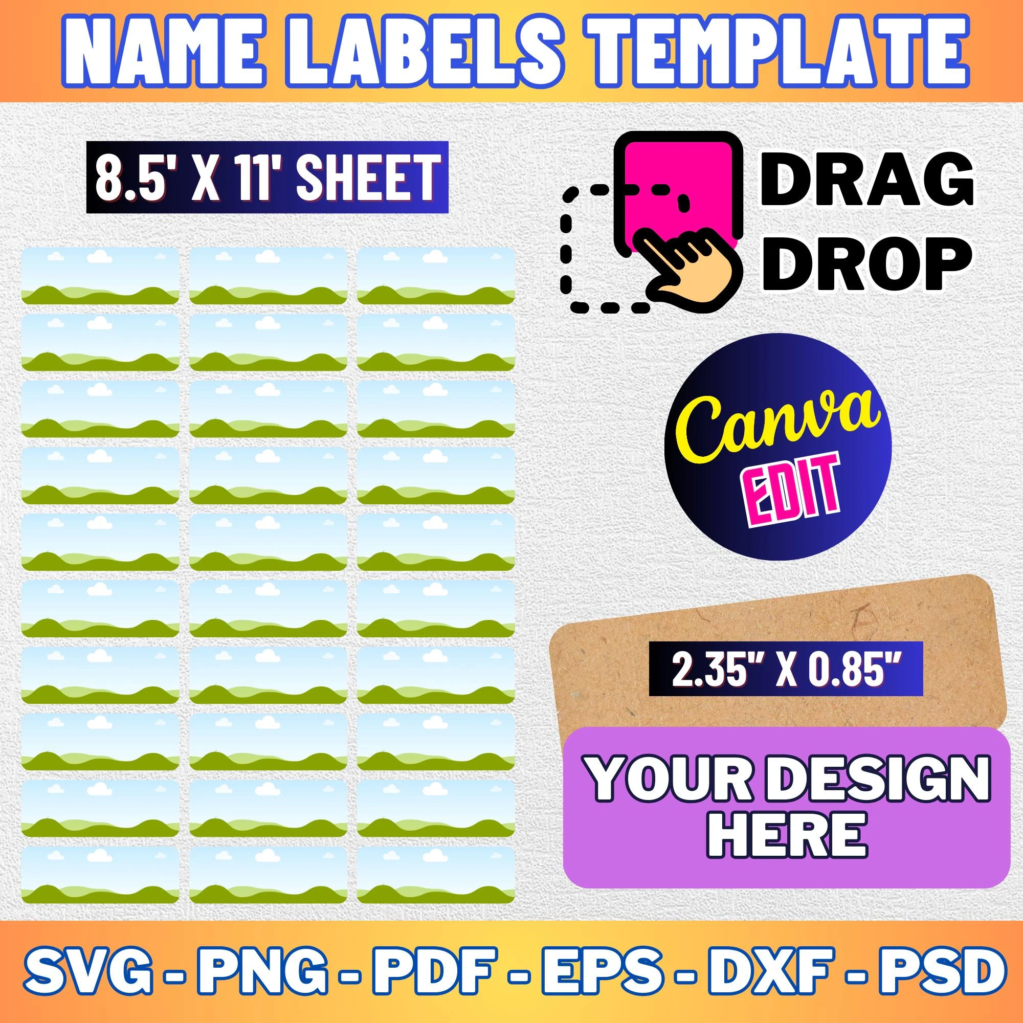 Ultimate Name Labels Bundle: Editable Canva Templates & SVG Cut Files for School, Home & Organizing – Instant Digital Download
