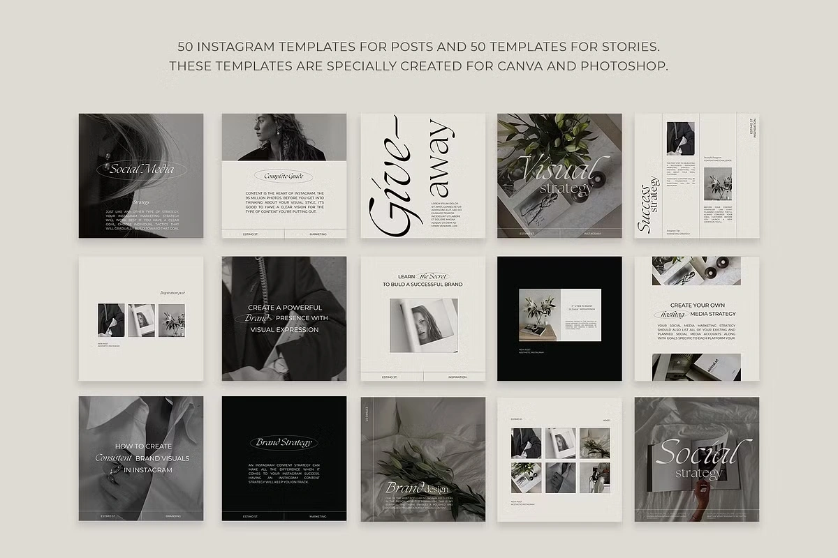 Social Media Templates Bundle: 500+ Aesthetic Canva Templates for Instagram & TikTok – All-in-One Digital Download Kit
