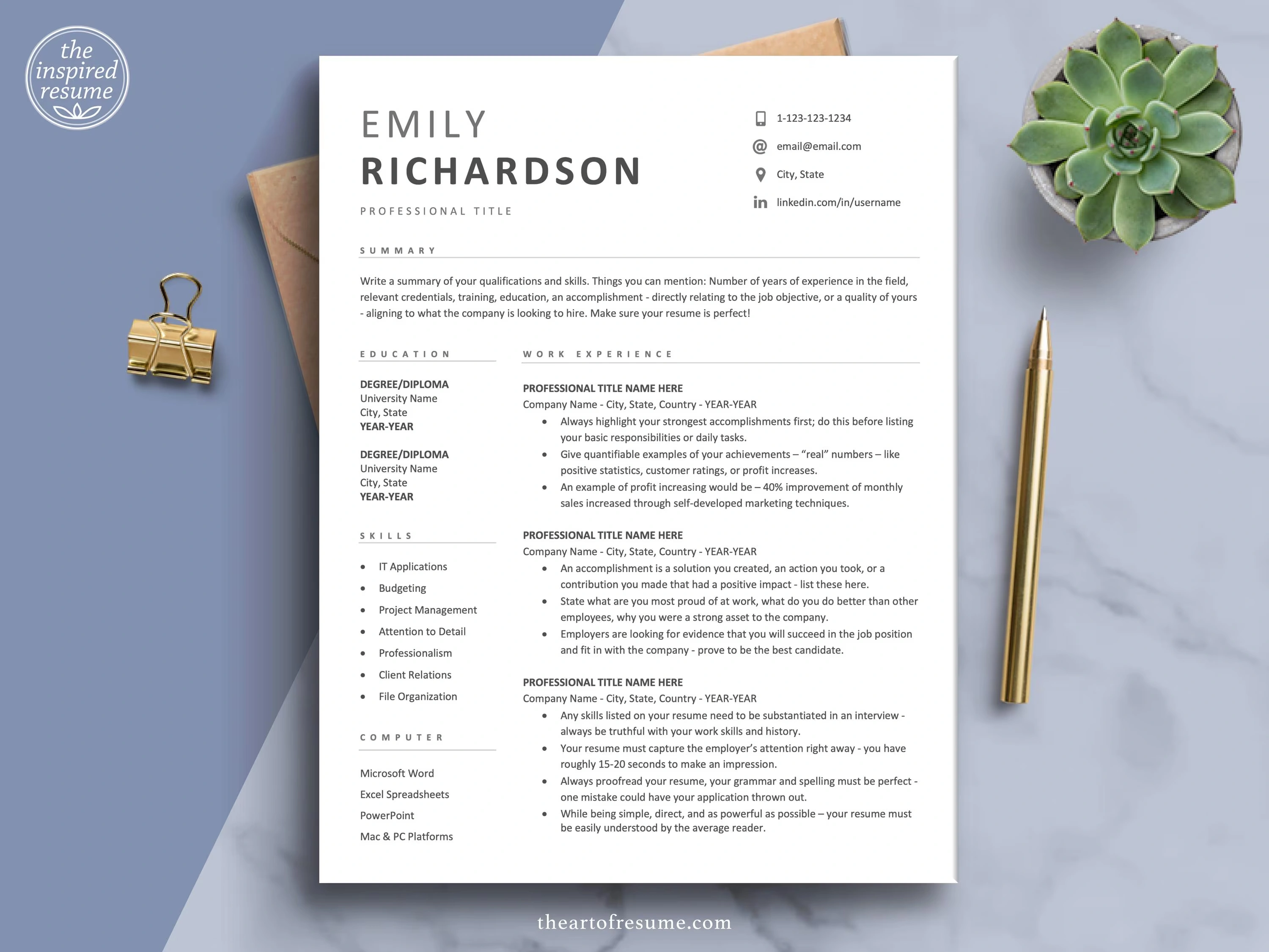 Professional CV Resume Template Vol. 35 – Modern Minimalist Job-Winning Resume Bundle | Instant Digital Download
