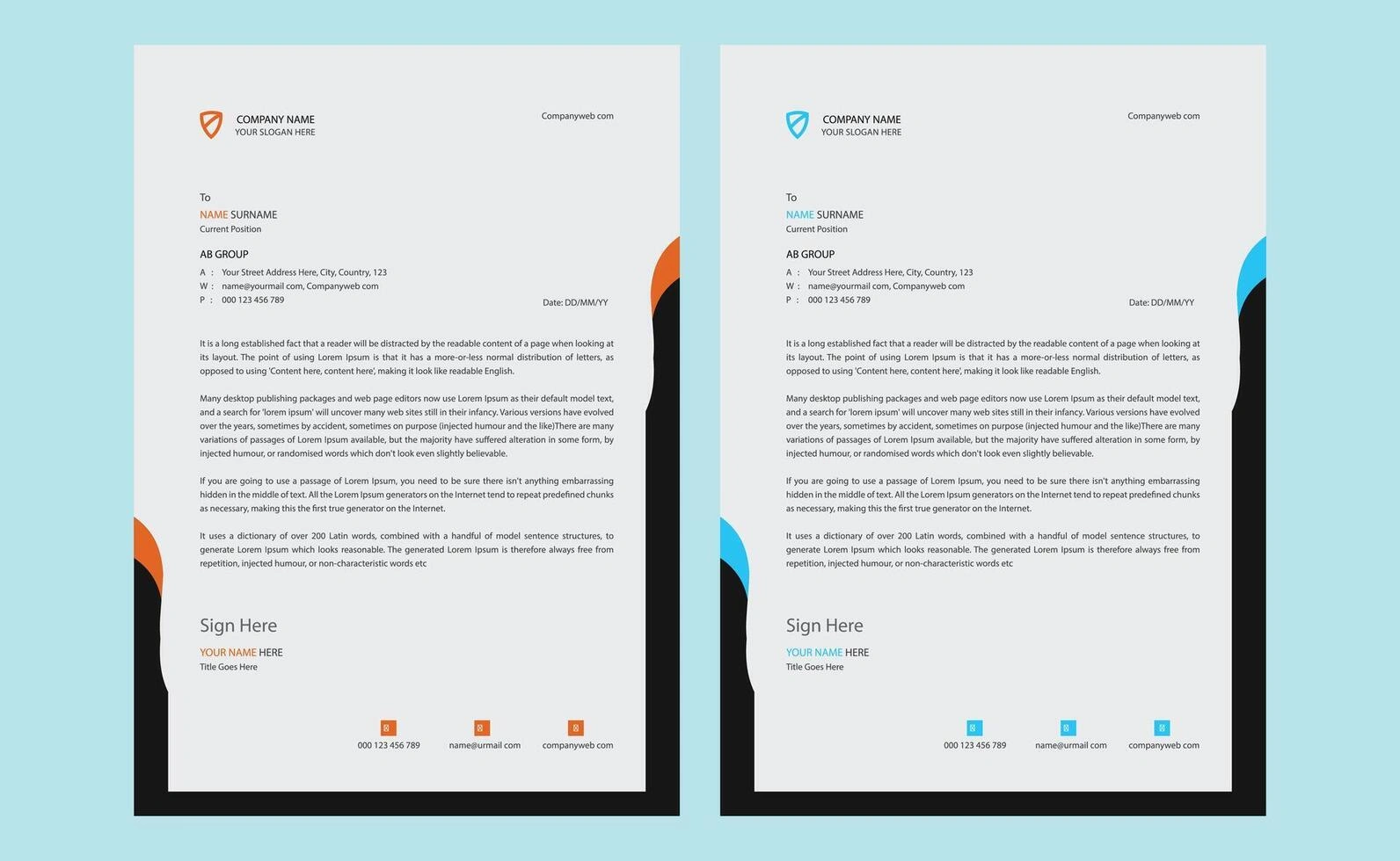 Professional Letterhead Template Bundle | Minimalist Modern Business Stationery | Editable Digital Download for Branding & Corporate Use