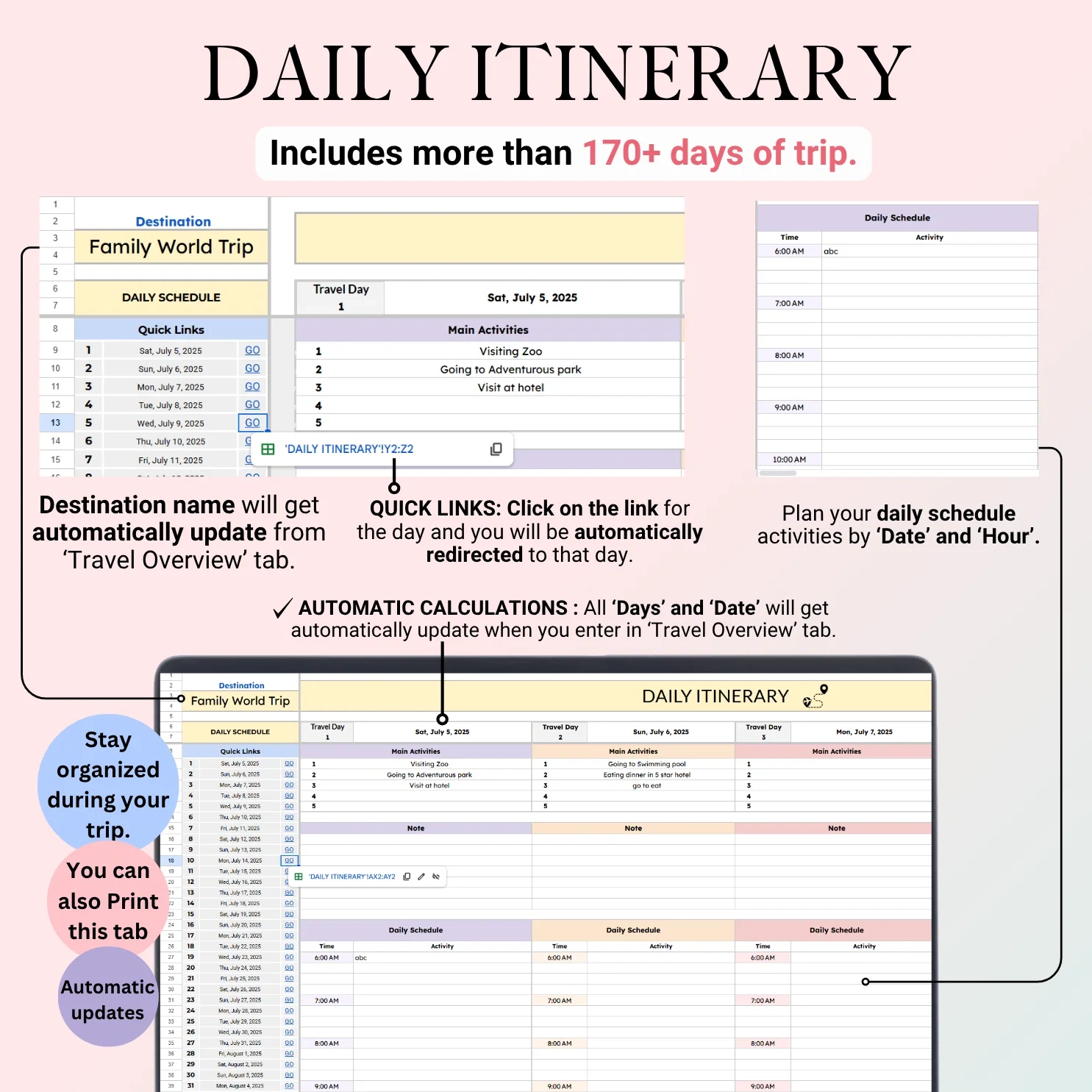 Ultimate Editable Travel Planner Bundle | All-in-One Digital Vacation Organizer & Itinerary Template – Instant Download