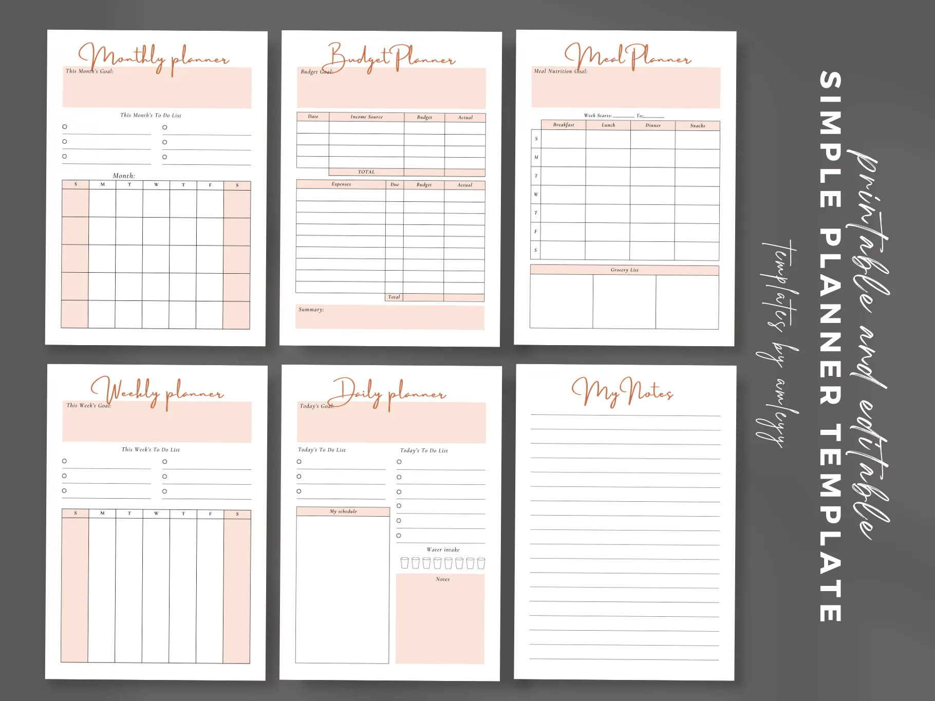 2021 Calendar Template Bundle – Minimalist Editable Digital Download for Planning & Productivity