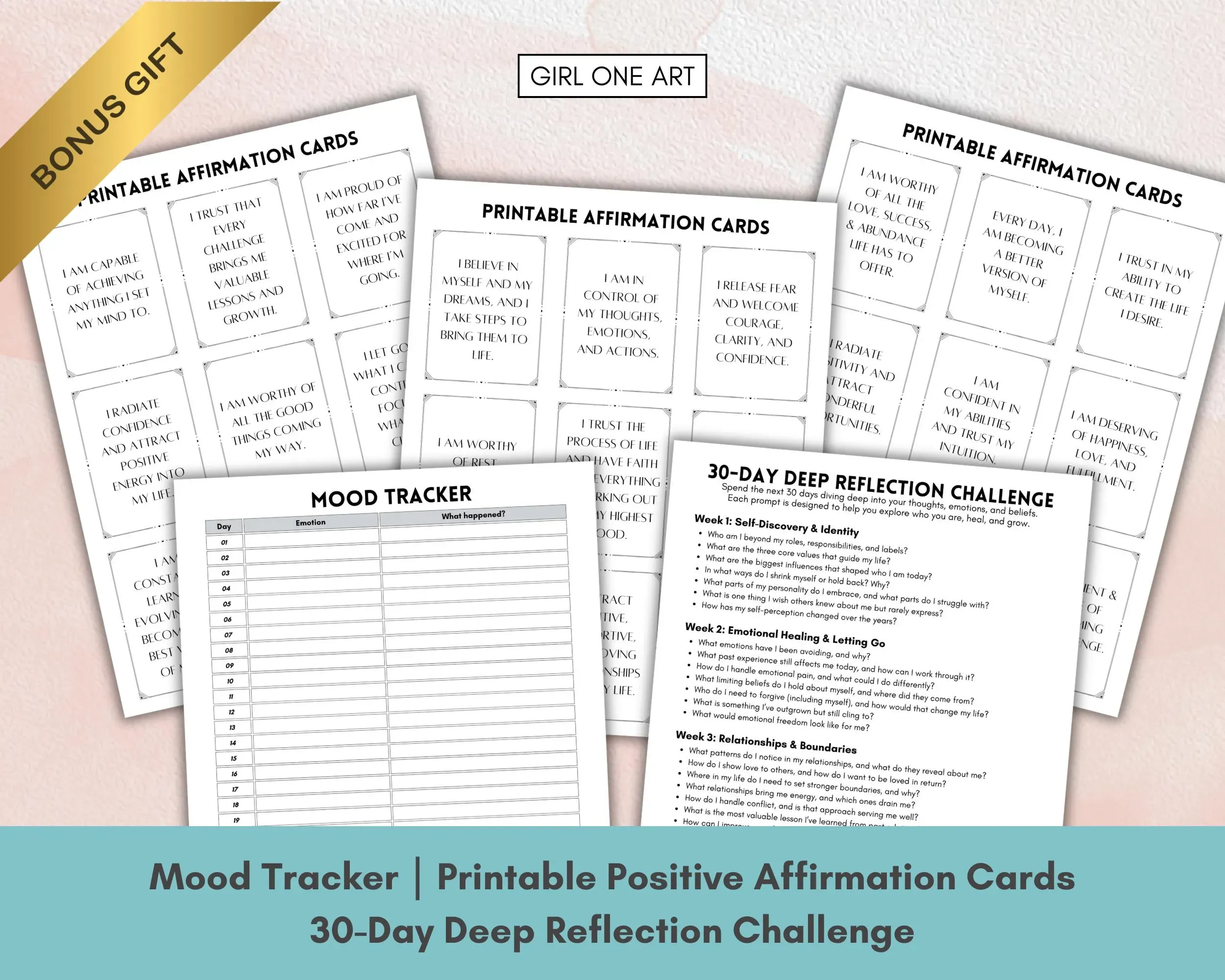 Anti-Anxiety Mindfulness Journal: 365 Daily Prompts & Guided Workbook | Digital Download Template Bundle for Stress Relief & Mental Clarity