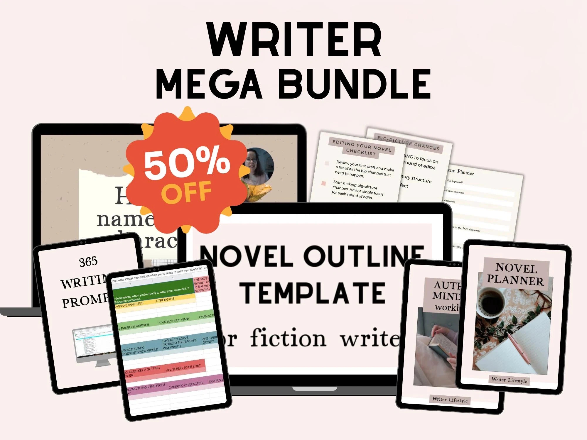 Ultimate Fiction Book Writing Bundle: 50+ Professional Templates & Story Outlining Tools (Instant Digital Download)