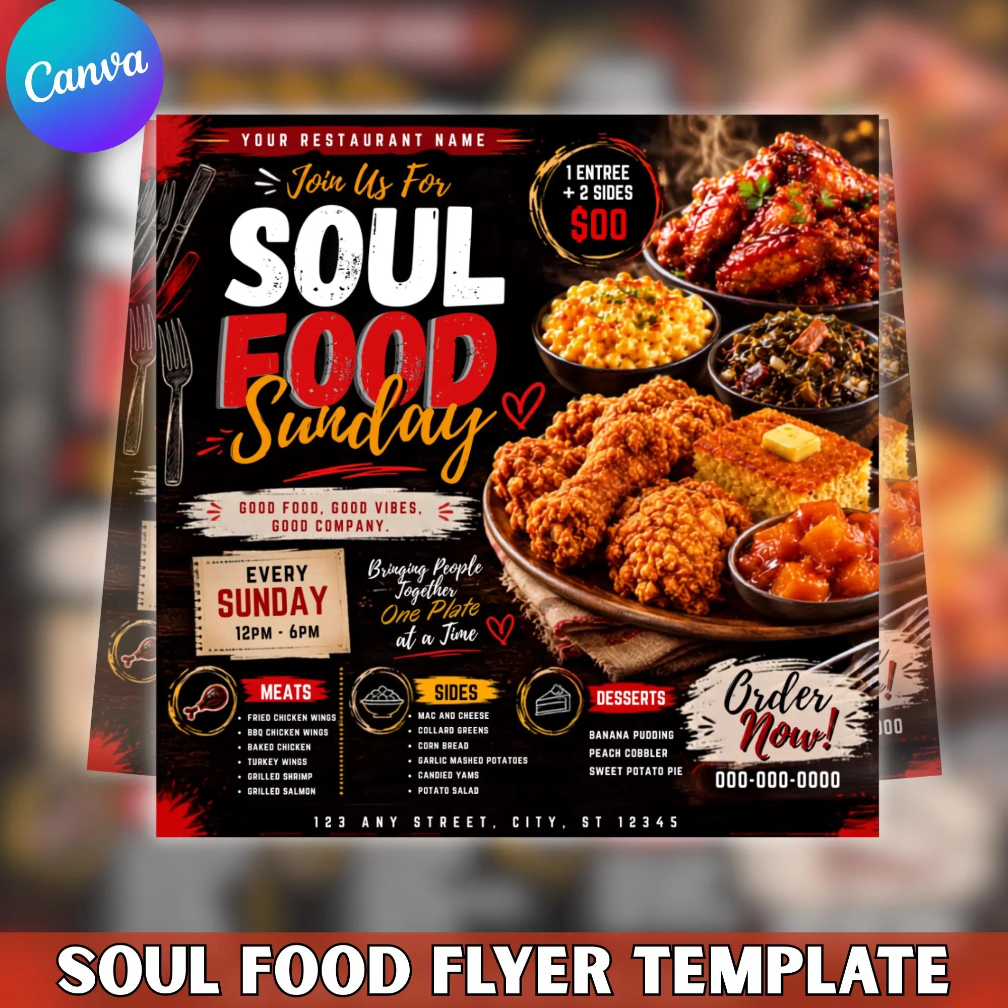 Restaurant Menu Flyer Template Bundle – Editable Modern Design for Food & Drink – Professional Digital Download for Cafes & Restaurants