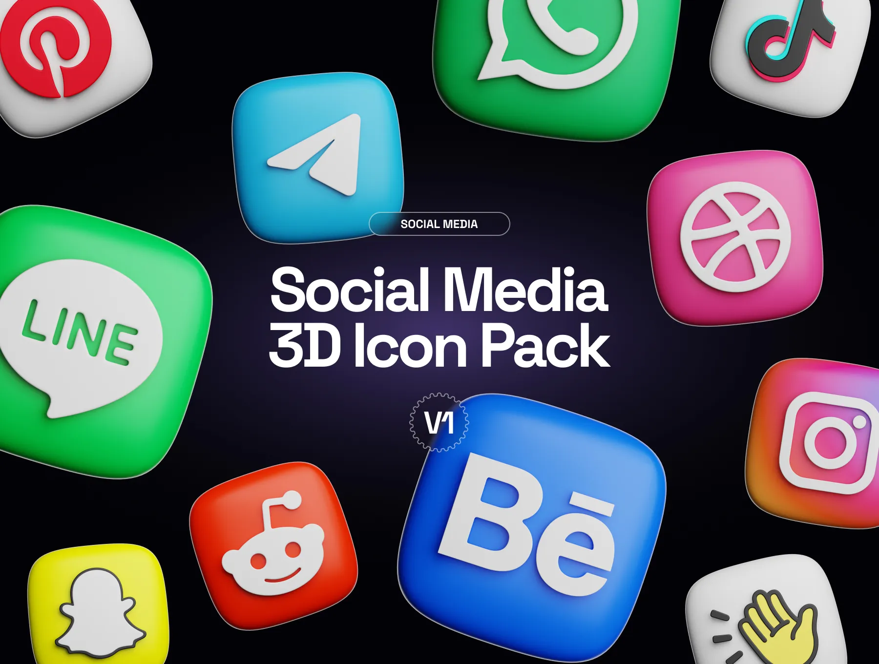 3D Social Media Icon Bundle: Premium High-Res Digital Assets for Trendy Branding & Content Creation