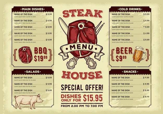 Outback Steakhouse Style Food Menu Template – Editable Restaurant Menu Bundle, Modern Digital Download for Cafe & Grill