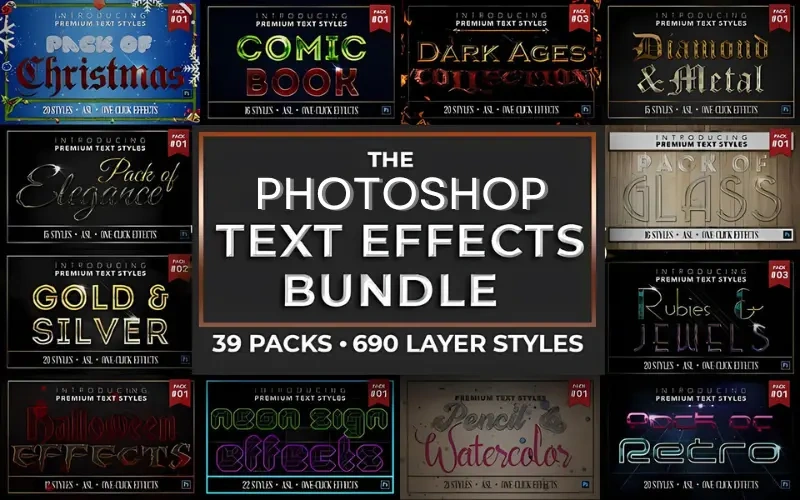 Text Effects 5: Ultimate Pro Graphic Styles Bundle – Instant Download Layer Styles & Text Templates for Photoshop & Illustrator