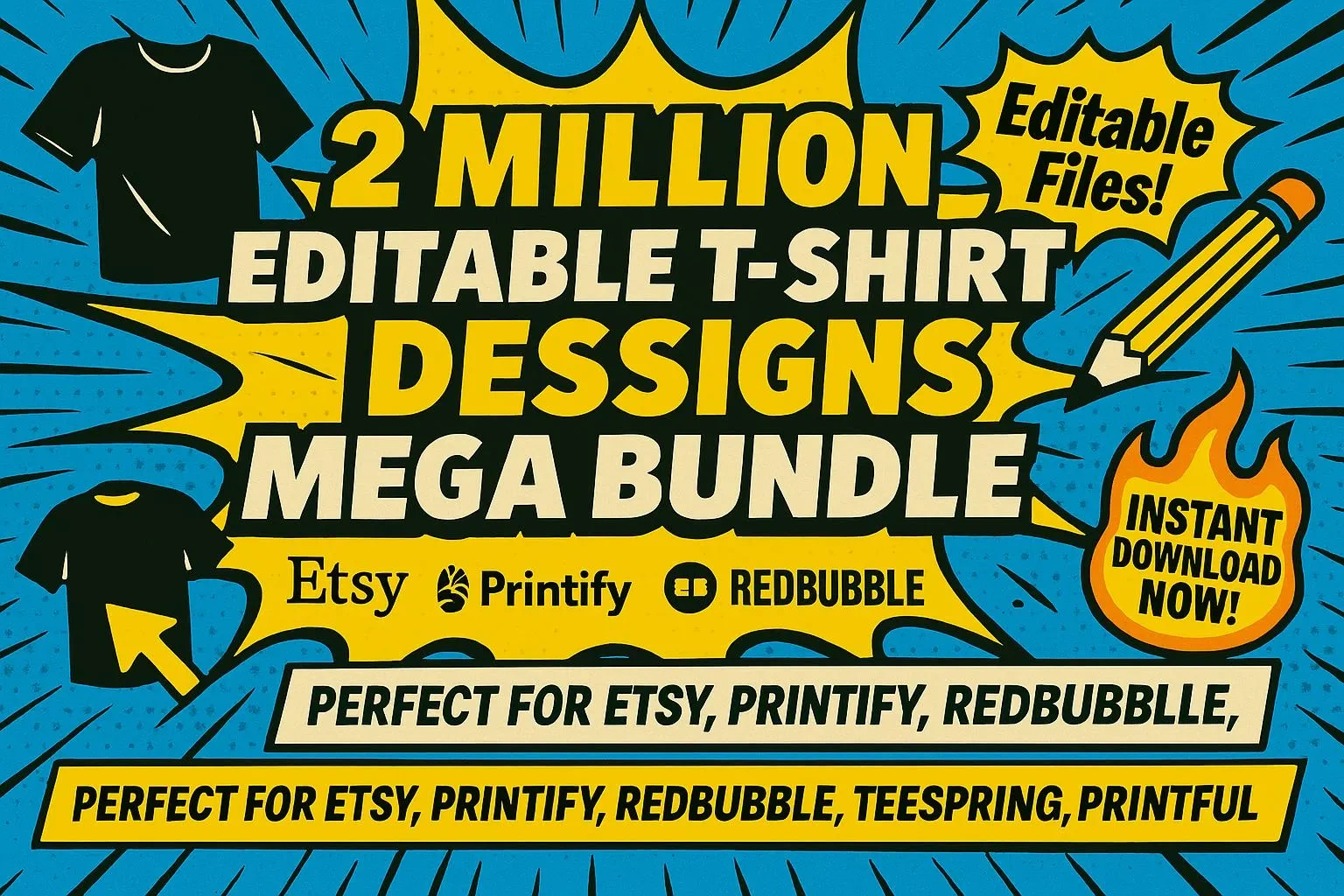 Printed Shirts Part 2: Ultimate T-Shirt Design Bundle – 50+ Premium Vector Templates for Merch & POD (Digital Download)