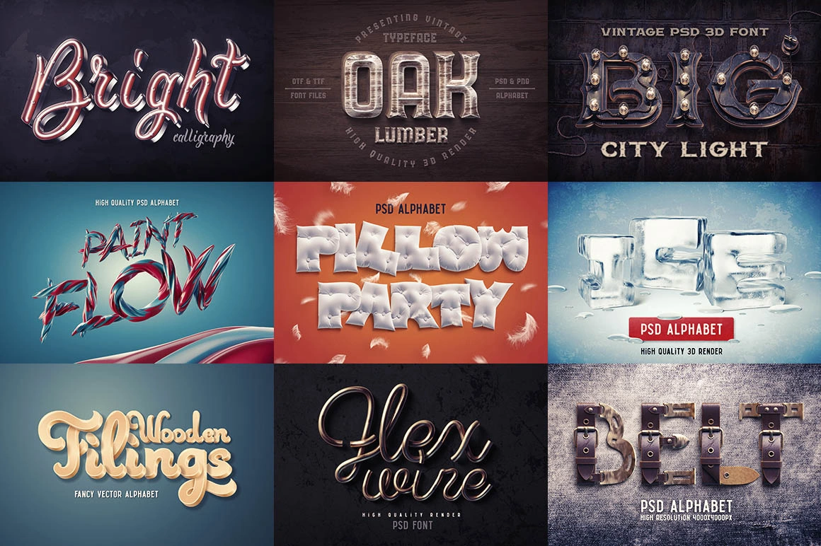 Ultimate 3D Font Bundle: Professional Typography Templates for Stunning Digital Designs & Branding – Instant Download