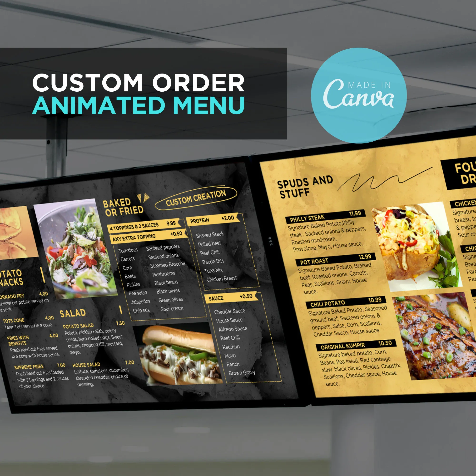 Burger Factory Menu Template – Professional Food Truck & Restaurant Branding Kit (Editable Digital Download)