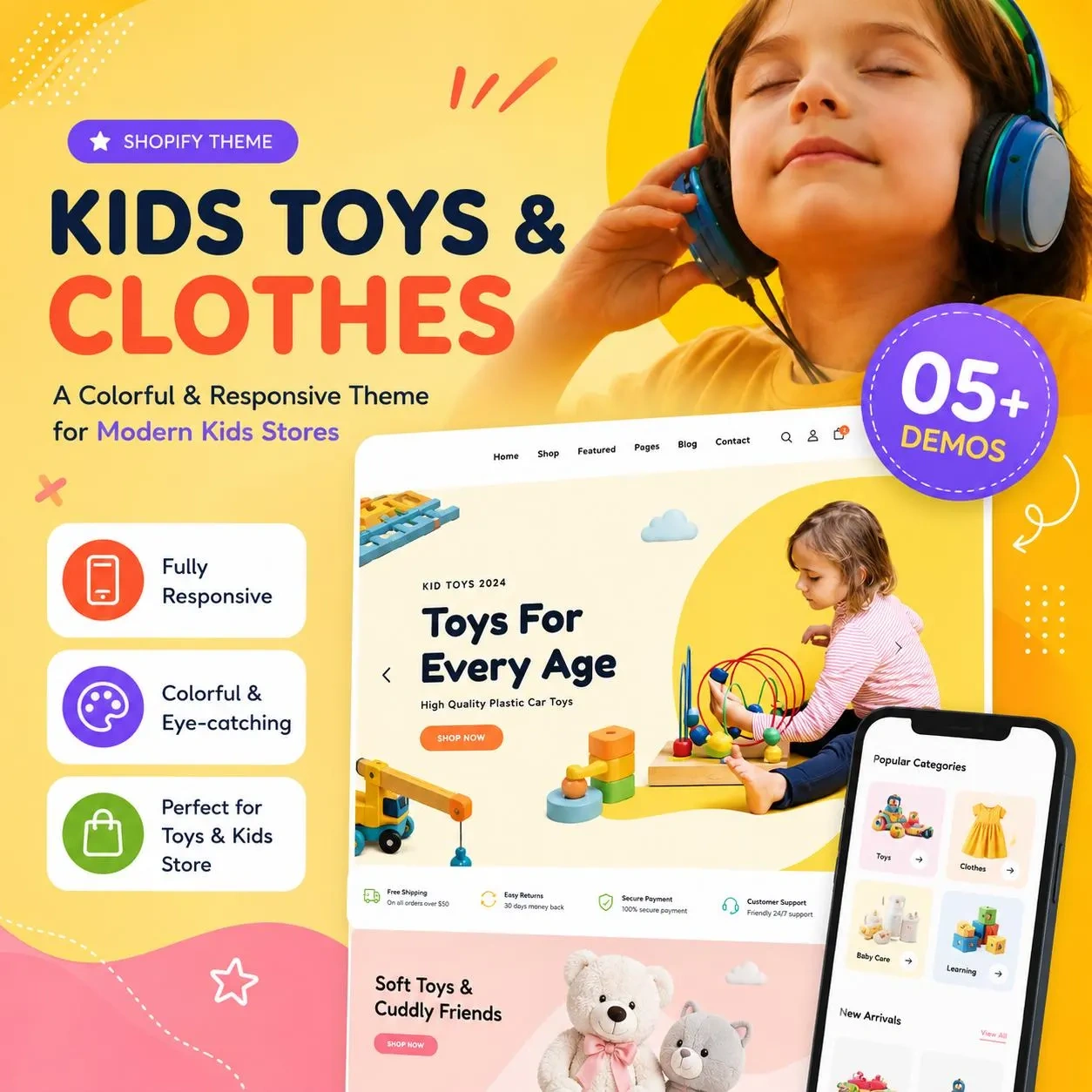 TomKidz Shopify Theme Bundle | Professional E-commerce Store Template for Kids & Baby Brands | Instant Digital Download